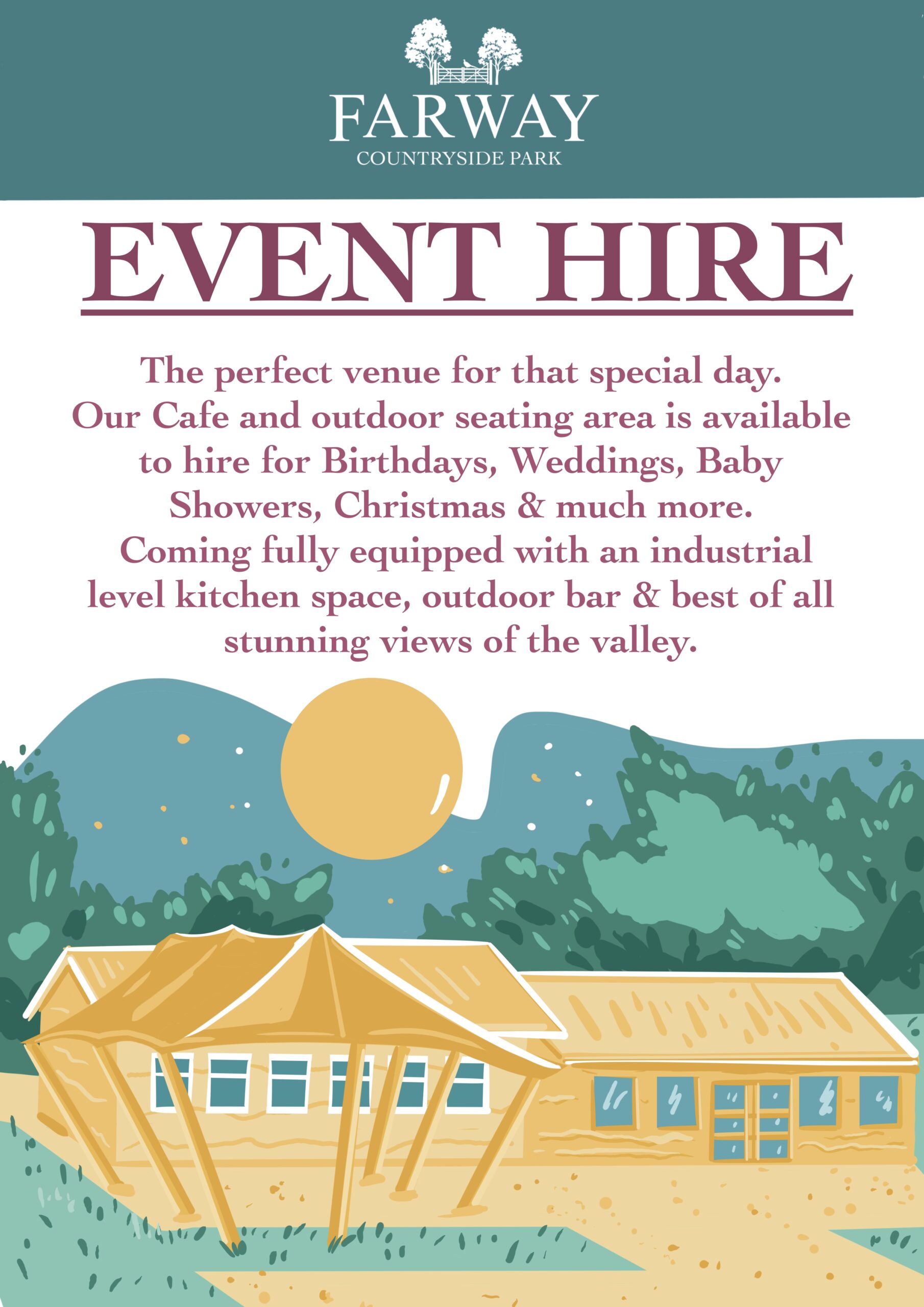 Event Hire Poster For birthdays, weddings and Christmas